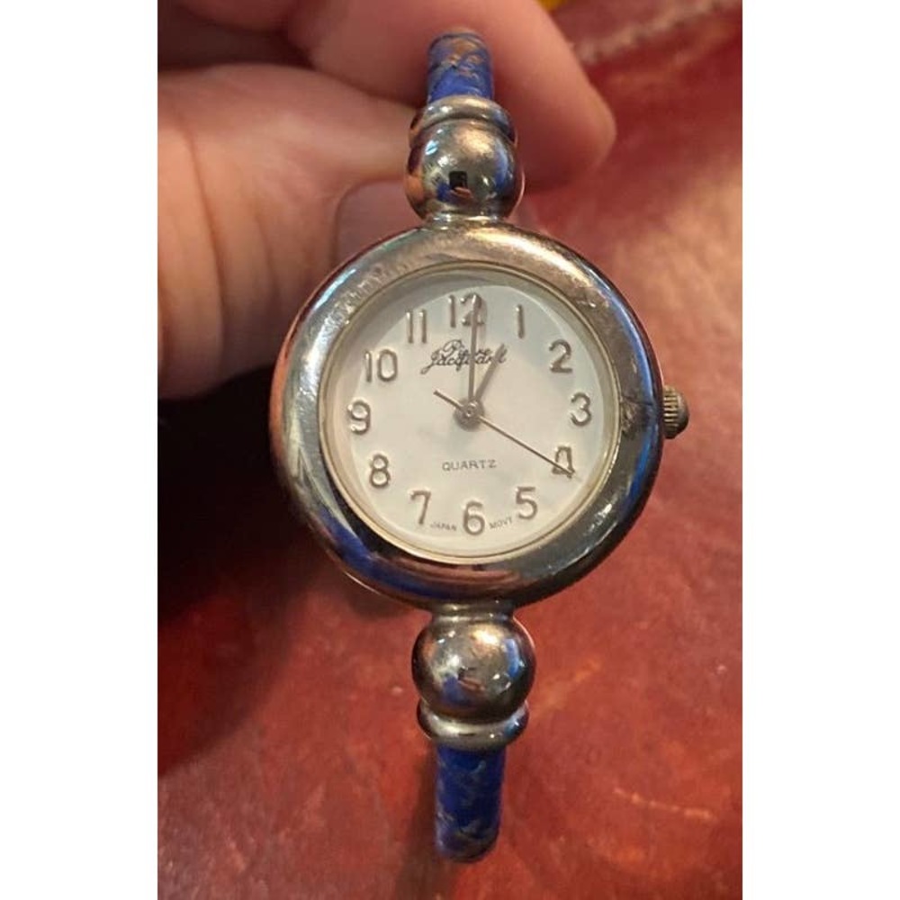 Women's 25mm Silver Tone Pierre Jacquard Watch, Blue Leather Band